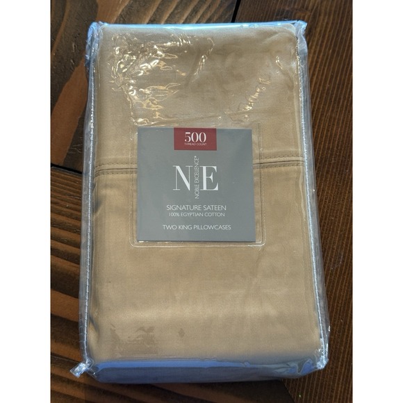 Noble Excellence NE King Size Latte Beige Pillowcases Set New 500ct - Picture 1 of 3